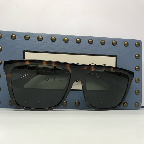💯 - New Authentic GUCCI GG0748S 003 Tortoise Green Sunglasses - Picture 8 of 13